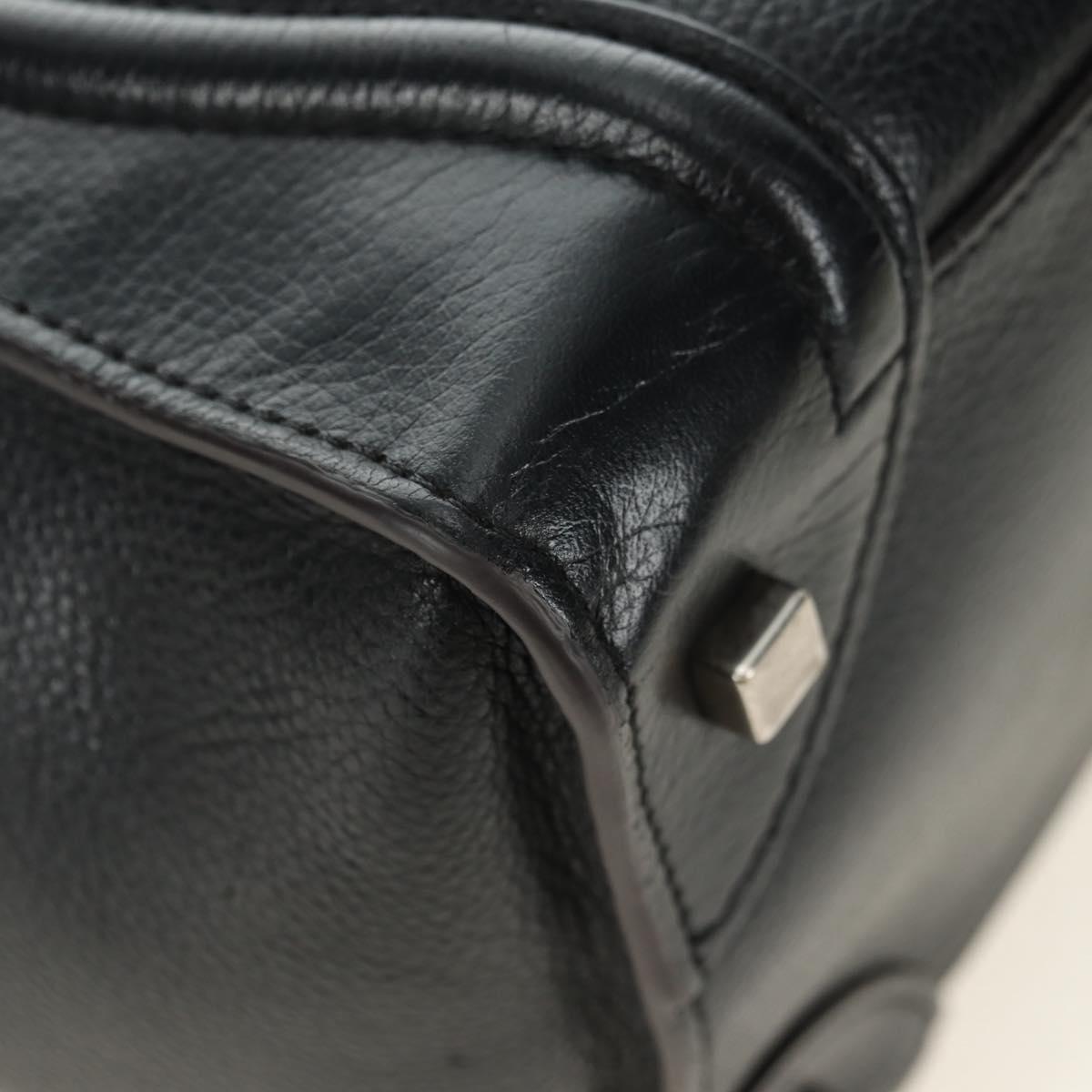 CELINE Luggage Mini Hand Bag Leather Black Silver Auth 180490SAM