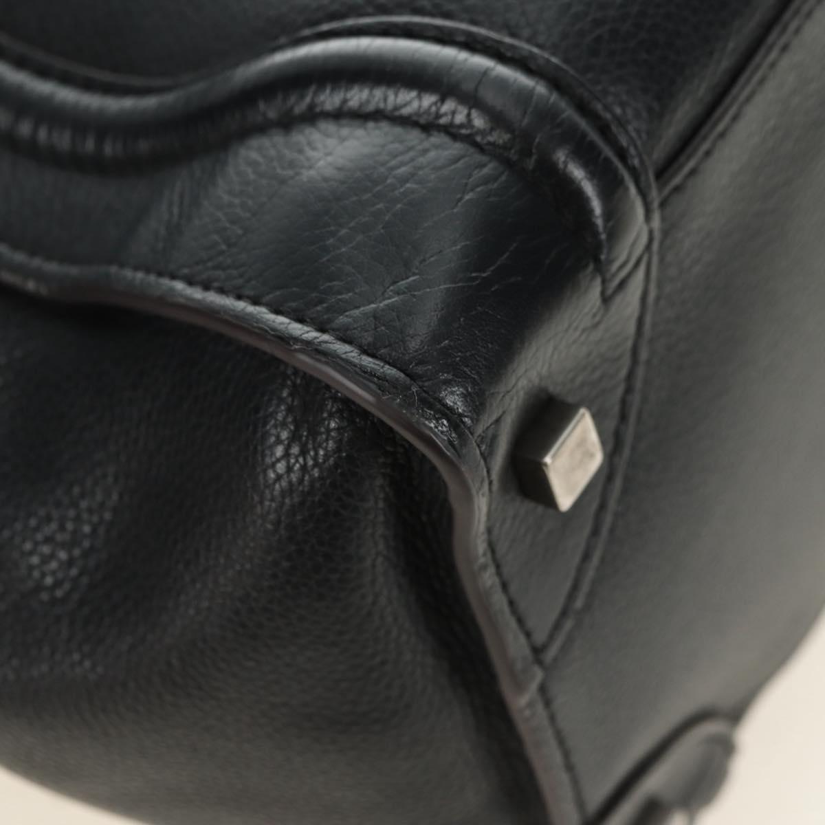 CELINE Luggage Mini Hand Bag Leather Black Silver Auth 180490SAM