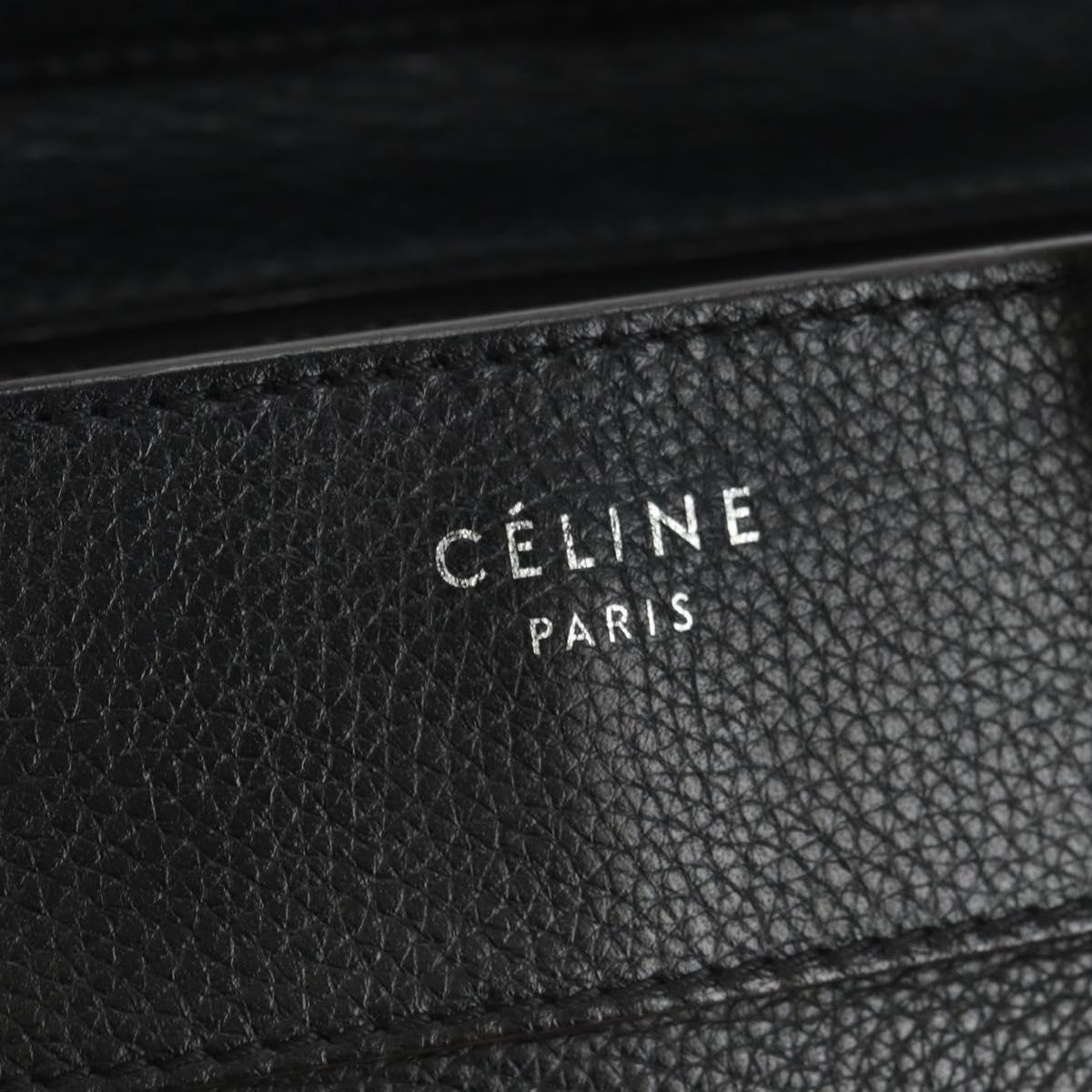 CELINE Luggage Mini Hand Bag Leather Black Silver Auth 180490SAM