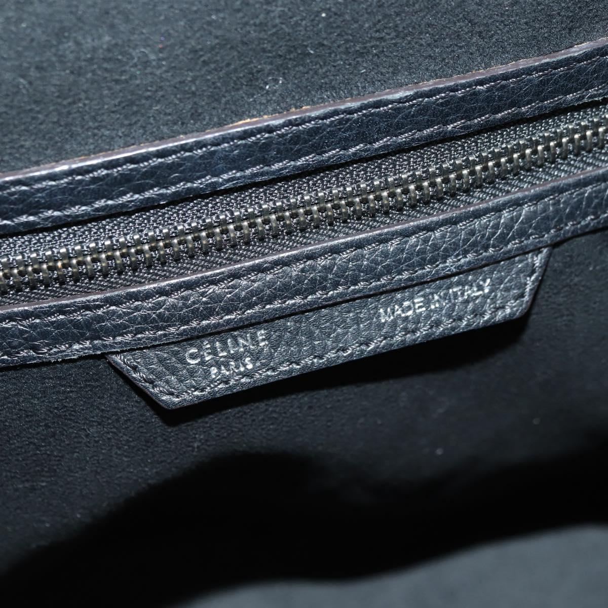CELINE Luggage Mini Hand Bag Leather Black Silver Auth 180490SAM