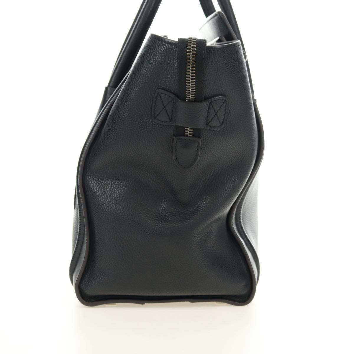CELINE Luggage Mini Hand Bag Leather Black Silver Auth 180490SAM