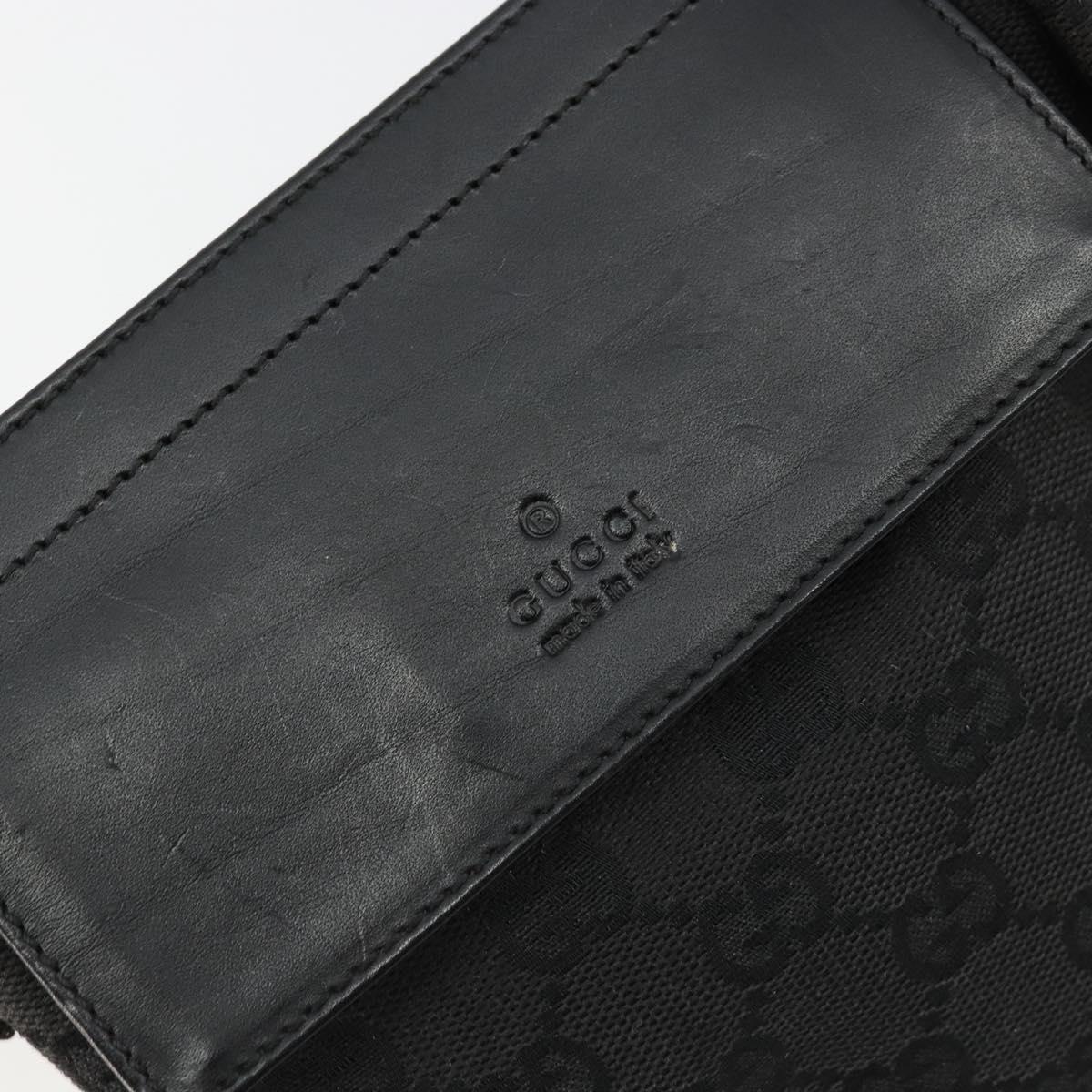 GUCCI GG Canvas Waist bag Black Silver 28566 Auth 180491