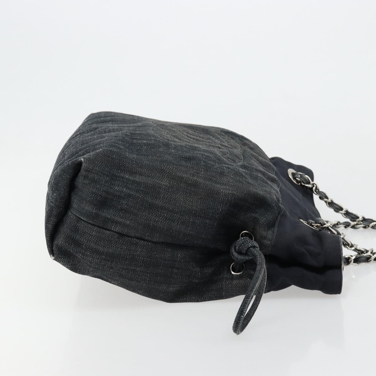 CHANEL COCO Mark Chain Shoulder Bag Denim Black Silver CC Auth 180492SAV