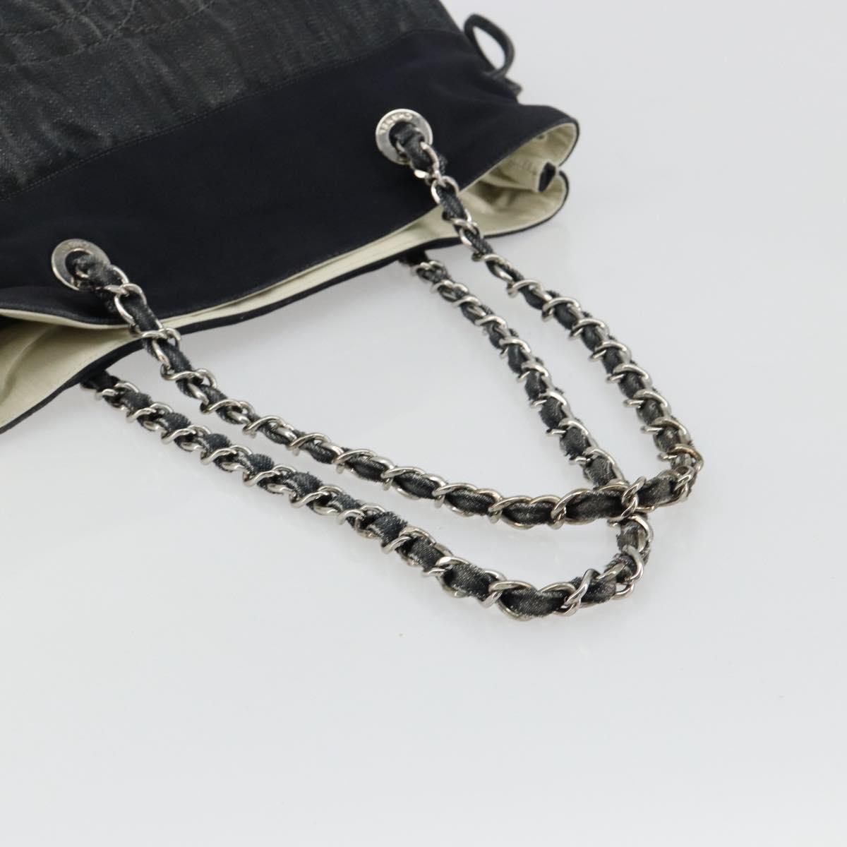 CHANEL COCO Mark Chain Shoulder Bag Denim Black Silver CC Auth 180492SAV