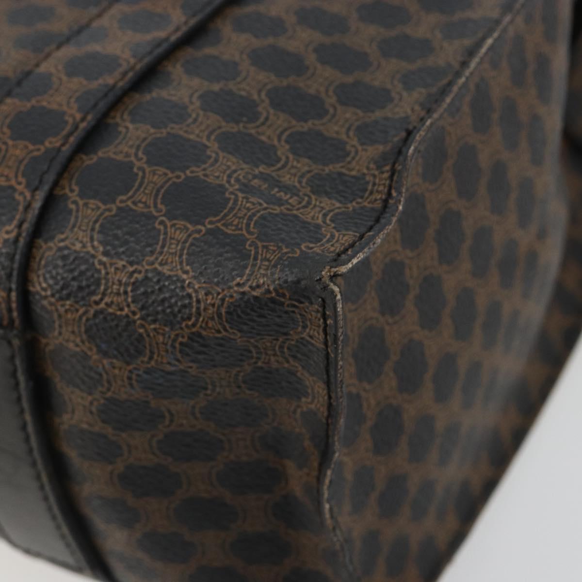 CELINE Macadam Canvas Tote Bag PVC Leather Black Gold Auth 180495A