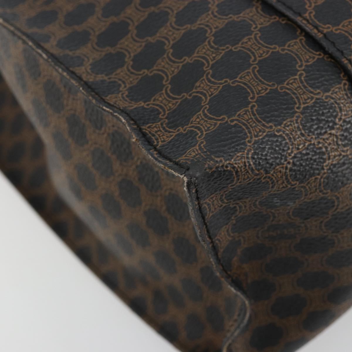 CELINE Macadam Canvas Tote Bag PVC Leather Black Gold Auth 180495A
