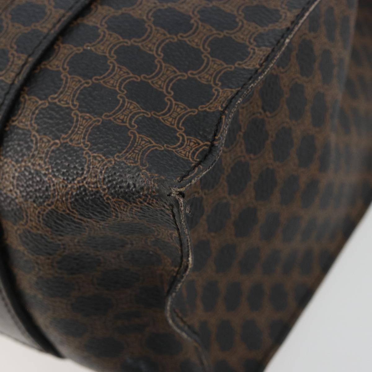 CELINE Macadam Canvas Tote Bag PVC Leather Black Gold Auth 180495A