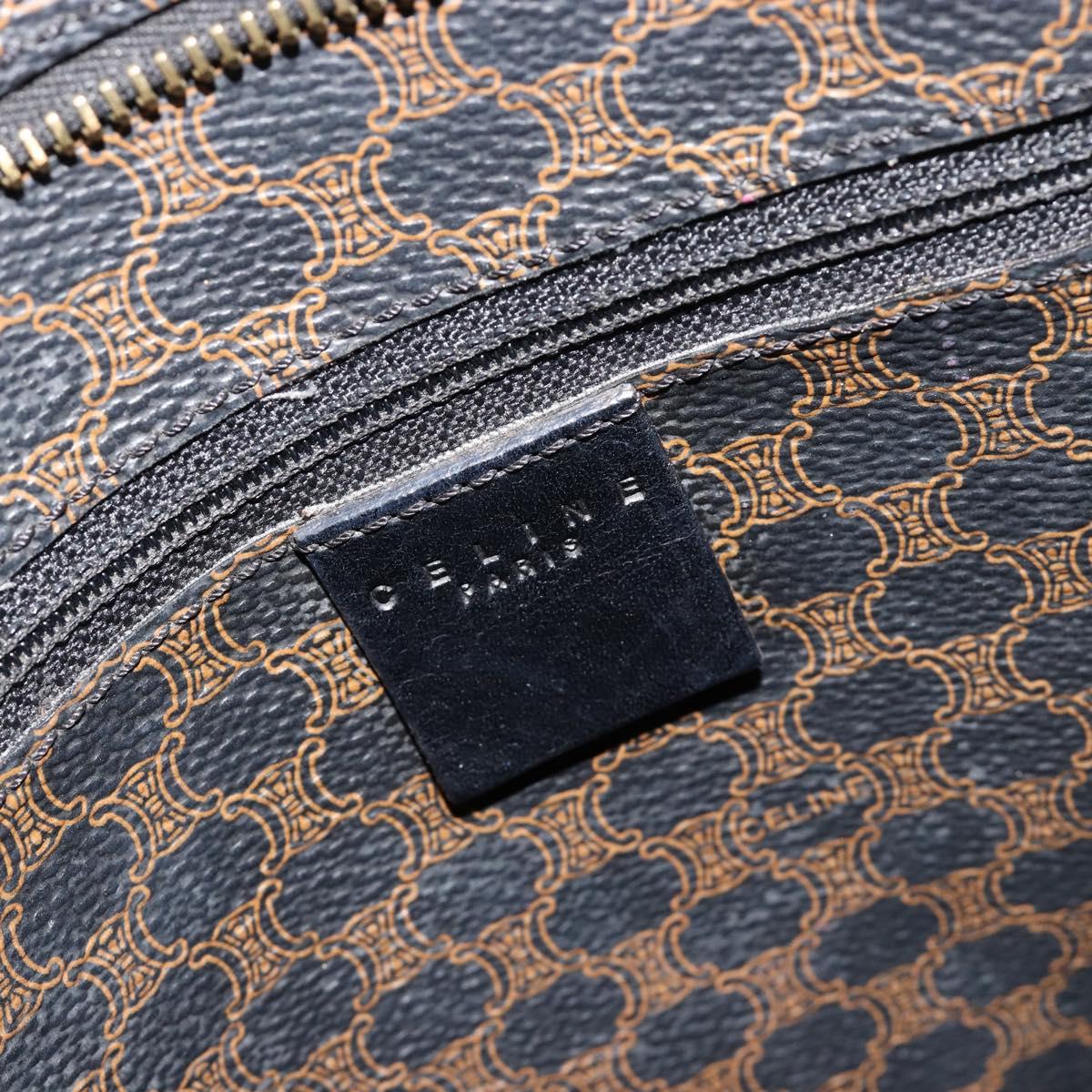 CELINE Macadam Canvas Tote Bag PVC Leather Black Gold Auth 180495A