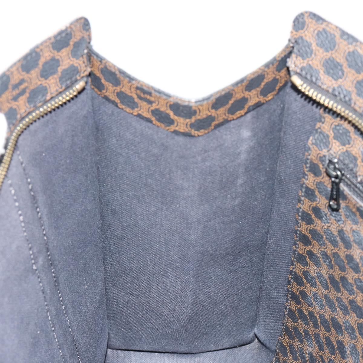 CELINE Macadam Canvas Tote Bag PVC Leather Black Gold Auth 180495A
