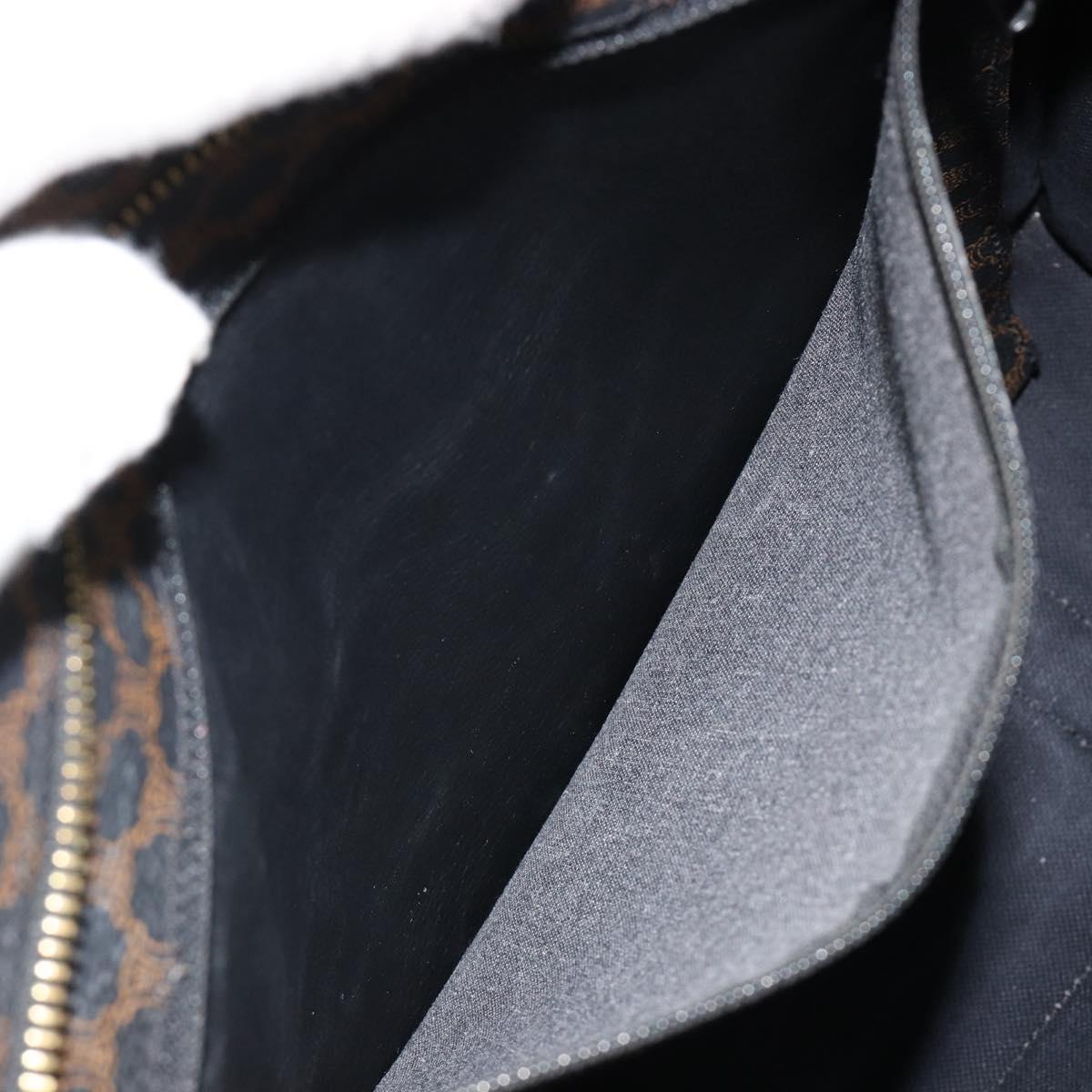 CELINE Macadam Canvas Tote Bag PVC Leather Black Gold Auth 180495A