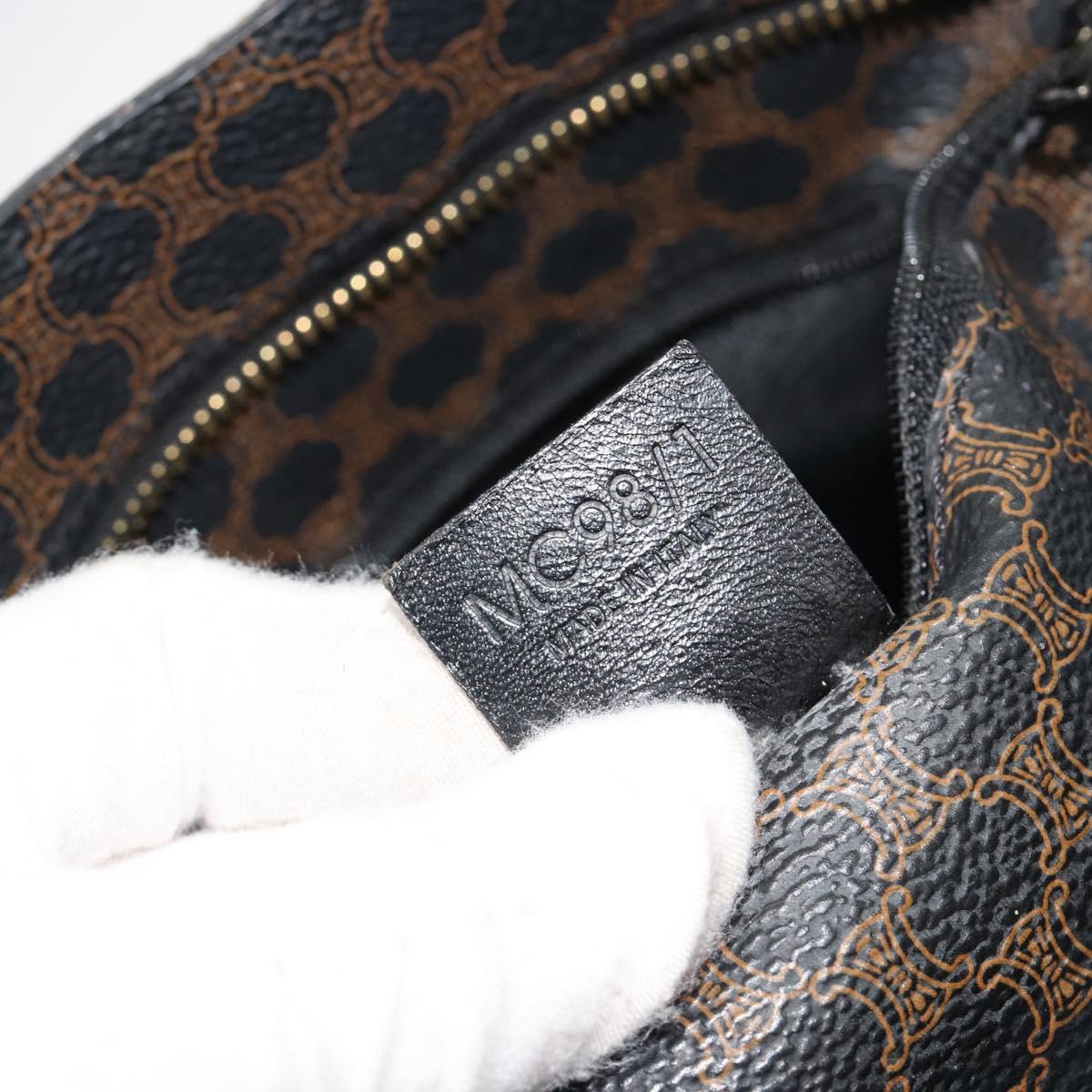 CELINE Macadam Canvas Tote Bag PVC Leather Black Gold Auth 180495A
