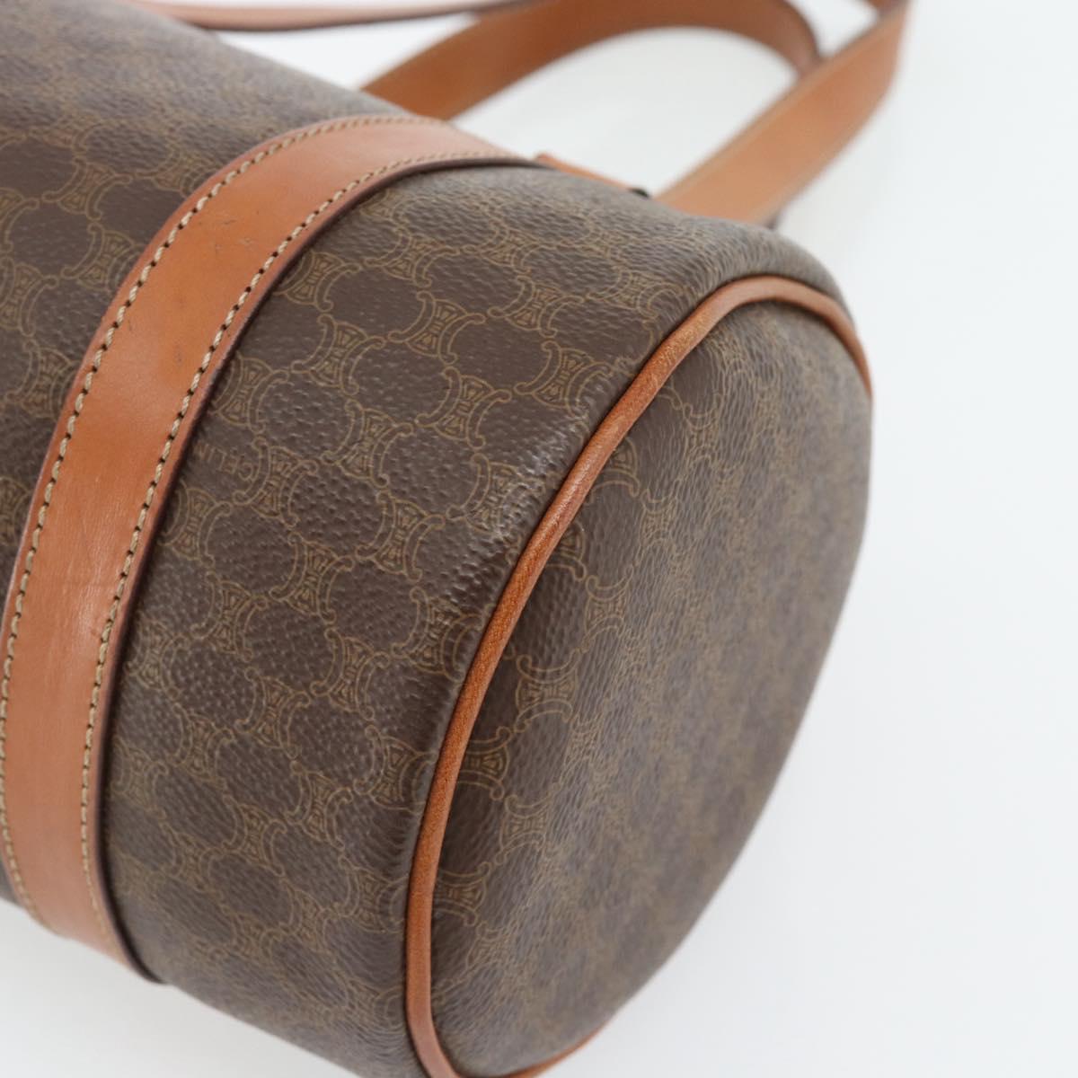 CELINE Macadam Canvas Hand Bag PVC Leather Brown Gold Auth 180496A