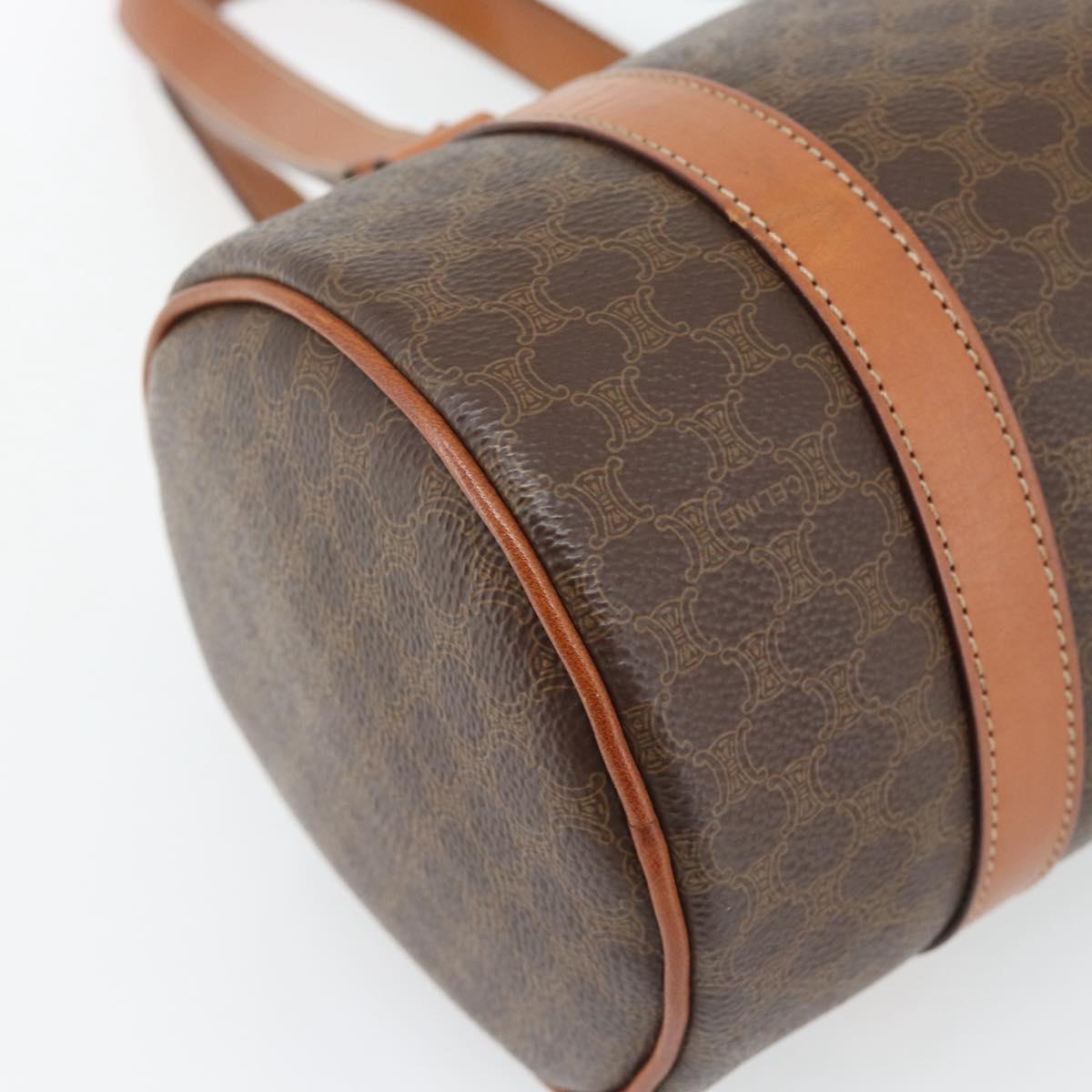 CELINE Macadam Canvas Hand Bag PVC Leather Brown Gold Auth 180496A