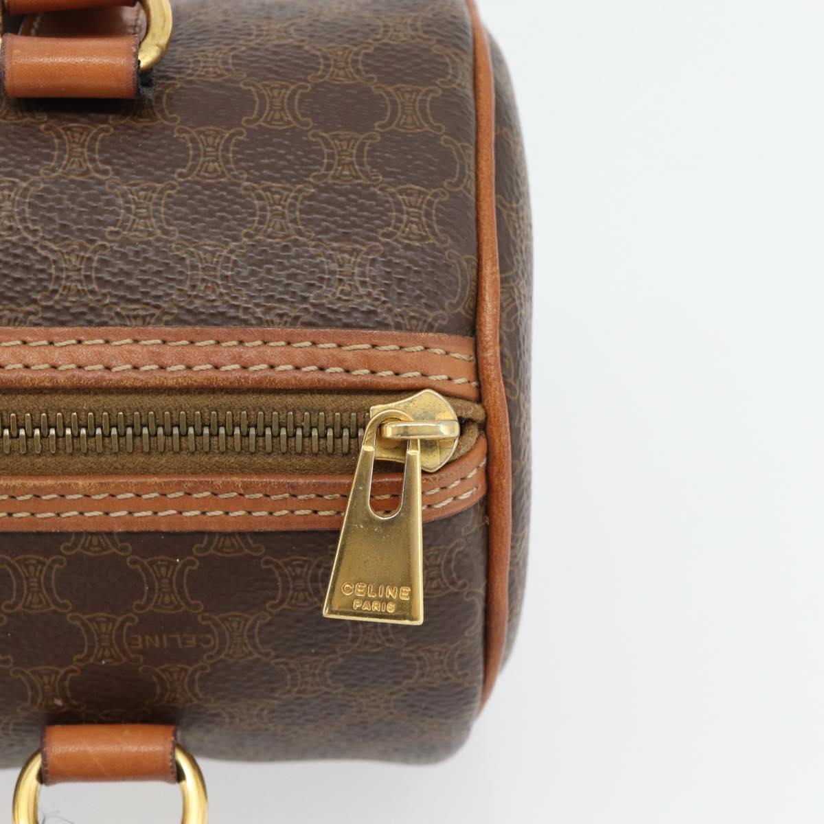 CELINE Macadam Canvas Hand Bag PVC Leather Brown Gold Auth 180496A