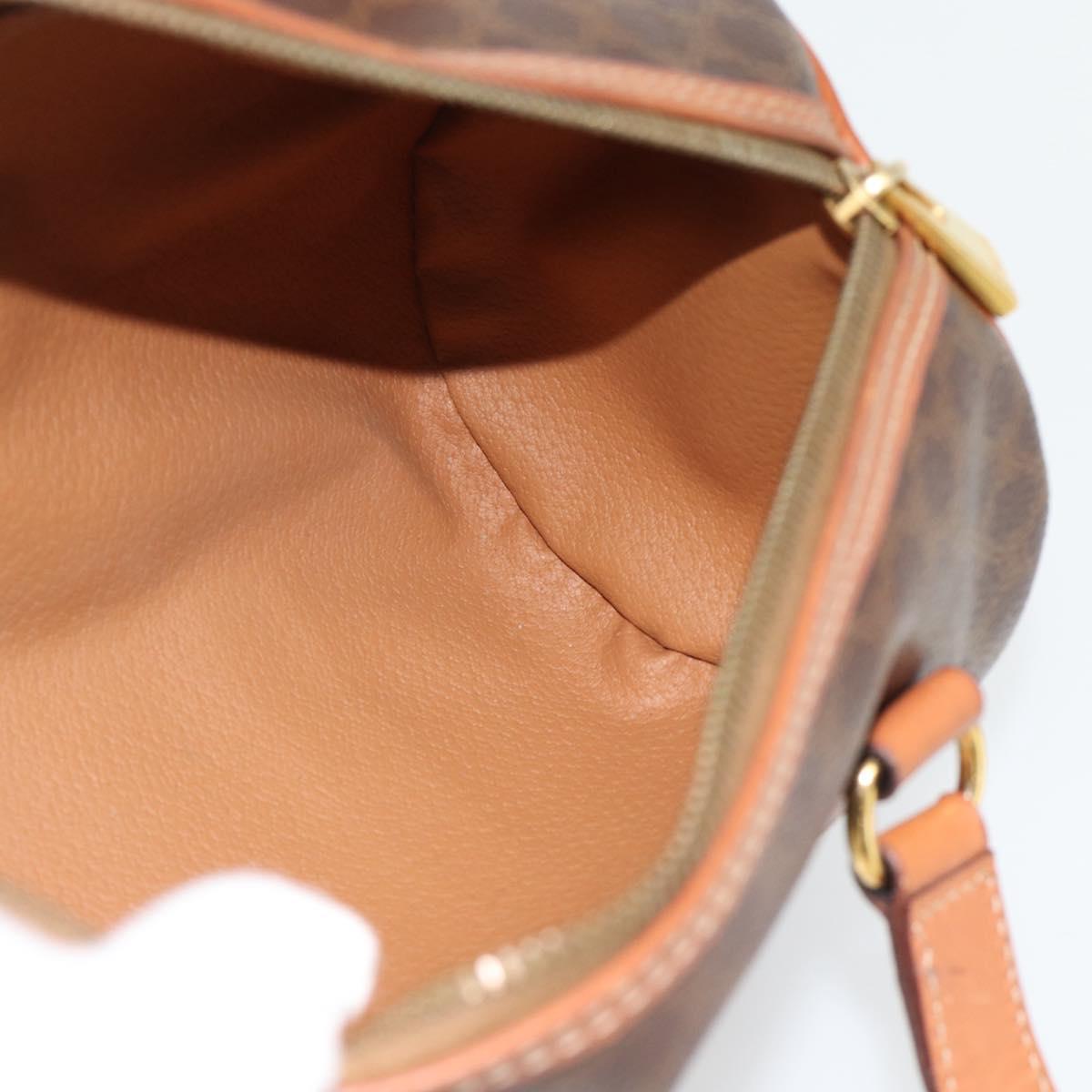 CELINE Macadam Canvas Hand Bag PVC Leather Brown Gold Auth 180496A