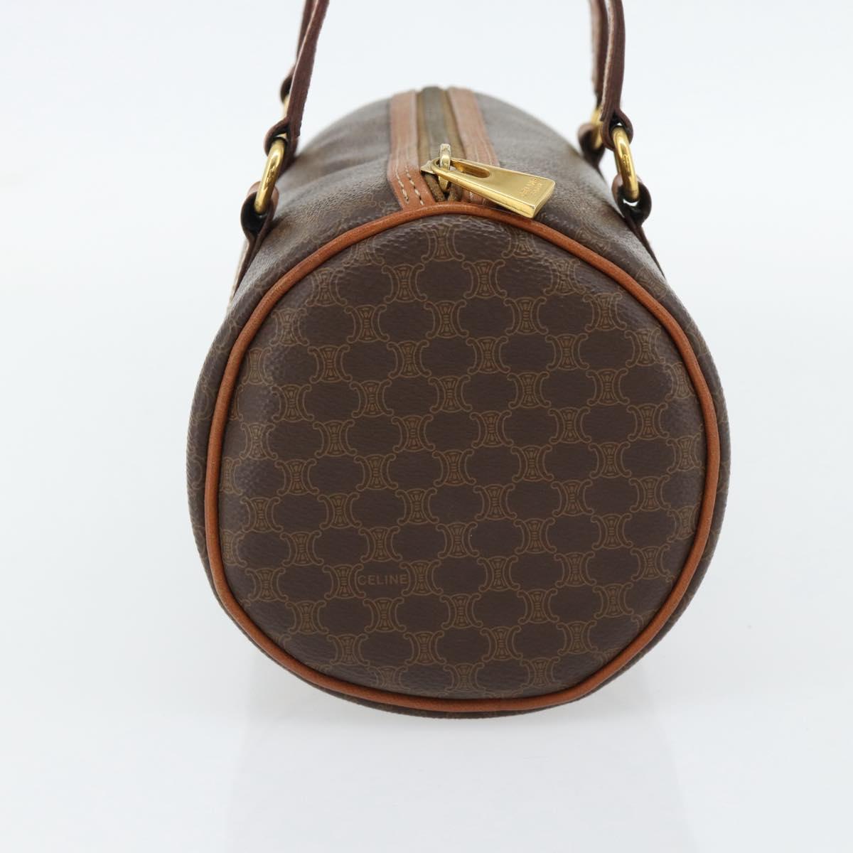 CELINE Macadam Canvas Hand Bag PVC Leather Brown Gold Auth 180496A
