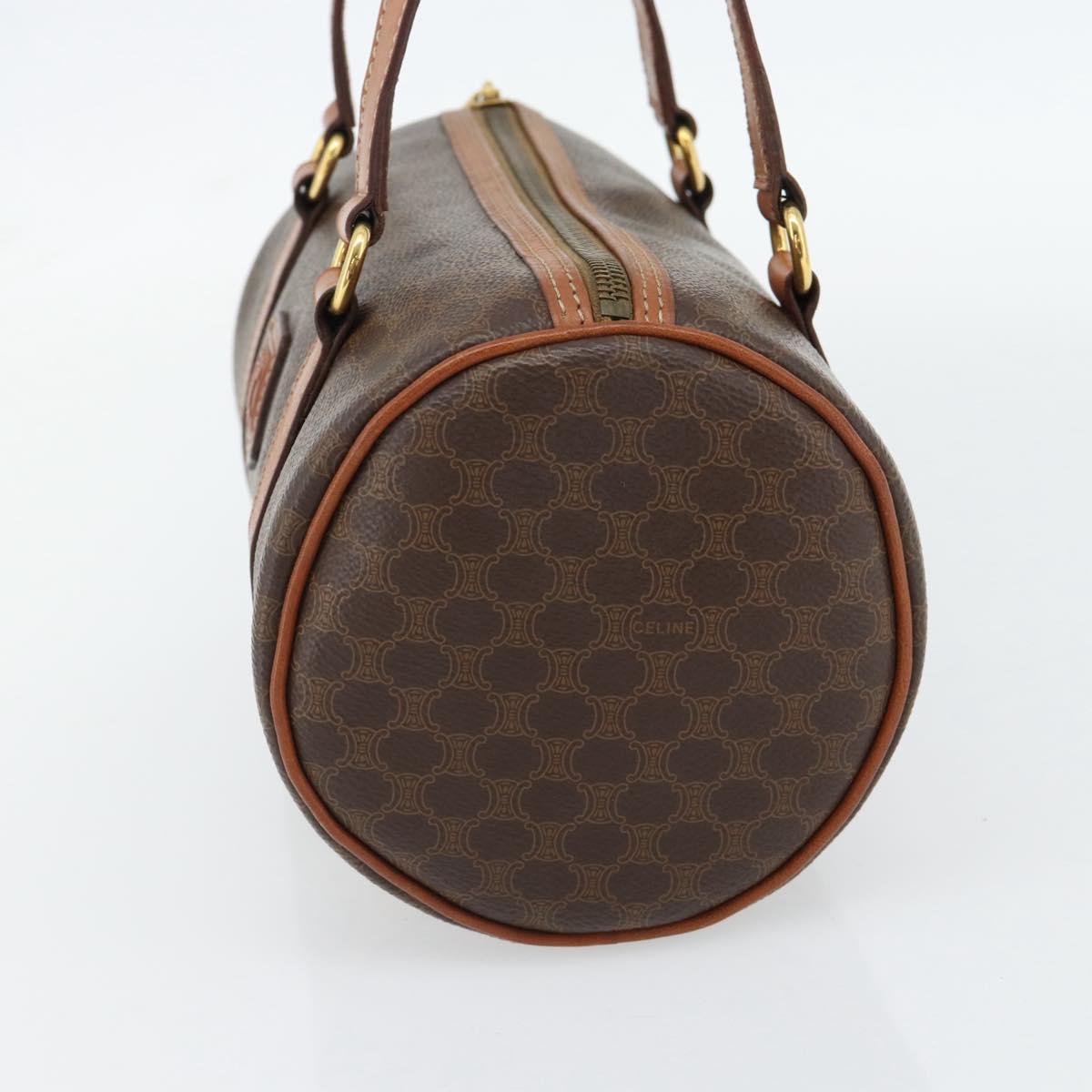 CELINE Macadam Canvas Hand Bag PVC Leather Brown Gold Auth 180496A