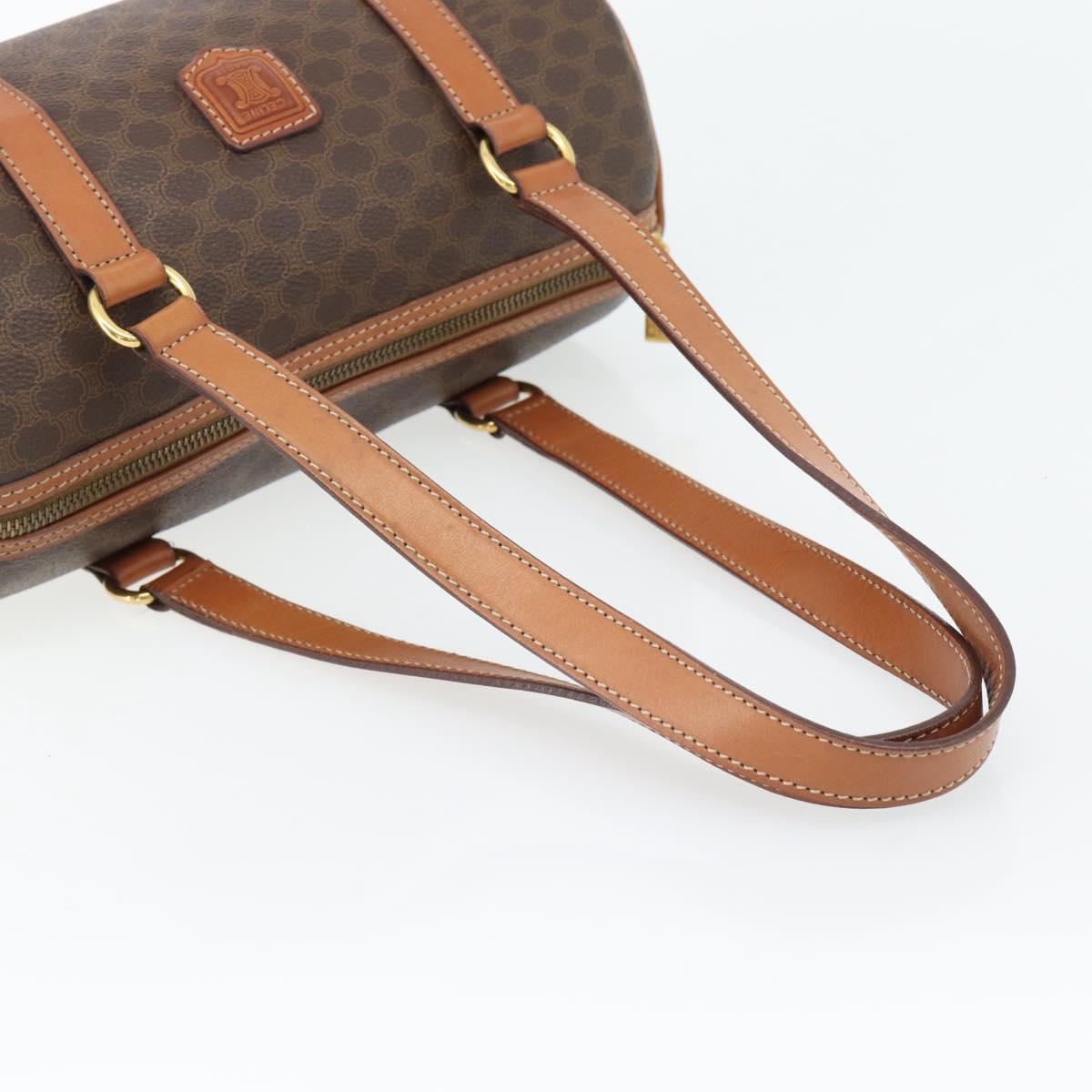CELINE Macadam Canvas Hand Bag PVC Leather Brown Gold Auth 180496A