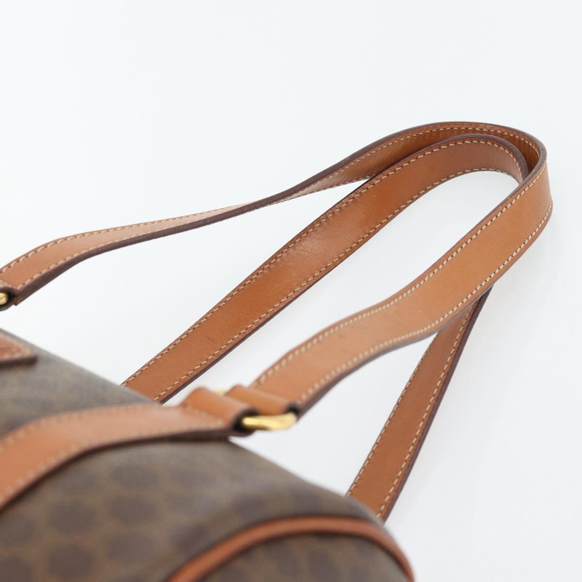 CELINE Macadam Canvas Hand Bag PVC Leather Brown Gold Auth 180496A