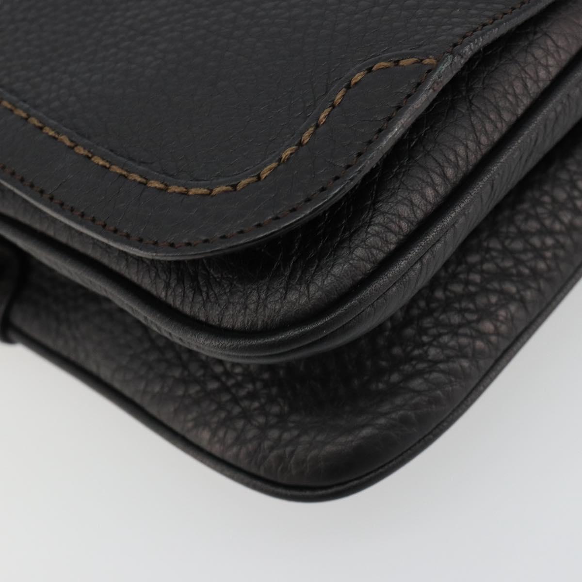 Salvatore Ferragamo Gancini Shoulder Bag Leather Black Silver Auth 180500A