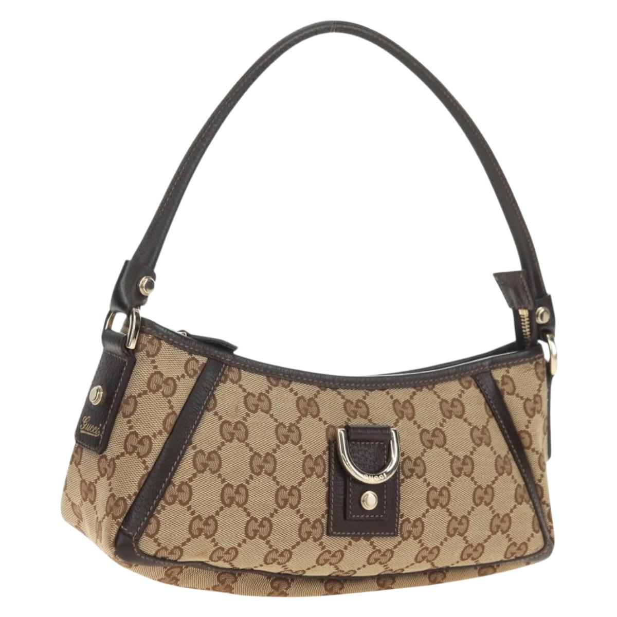 GUCCI GG Canvas Shoulder Bag Beige Gold 130939 Auth 180505SAV