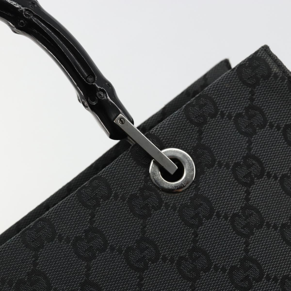 GUCCI GG Canvas Bamboo Hand Bag Black Silver 002 1016 Auth 180509A