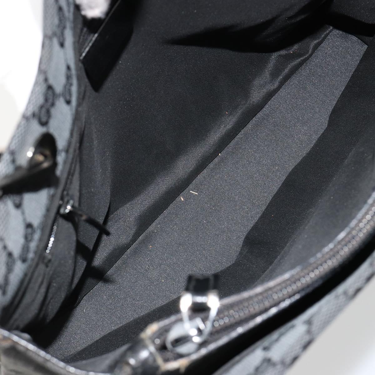 GUCCI GG Canvas Bamboo Hand Bag Black Silver 002 1016 Auth 180509A
