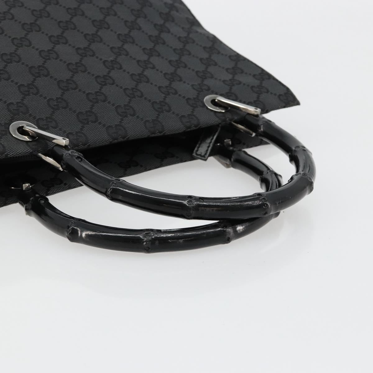 GUCCI GG Canvas Bamboo Hand Bag Black Silver 002 1016 Auth 180509A