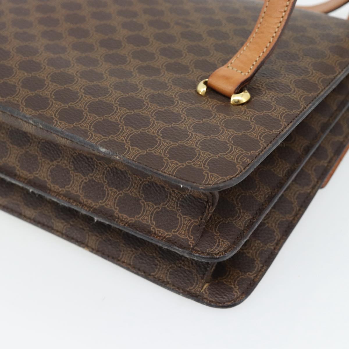 CELINE Macadam Canvas Hand Bag PVC Leather Brown Gold Auth 180512A
