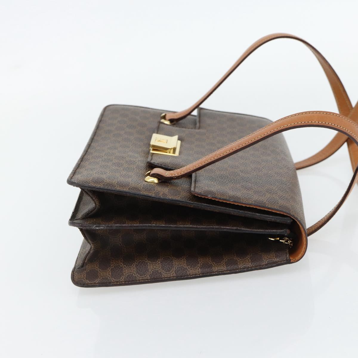 CELINE Macadam Canvas Hand Bag PVC Leather Brown Gold Auth 180512A