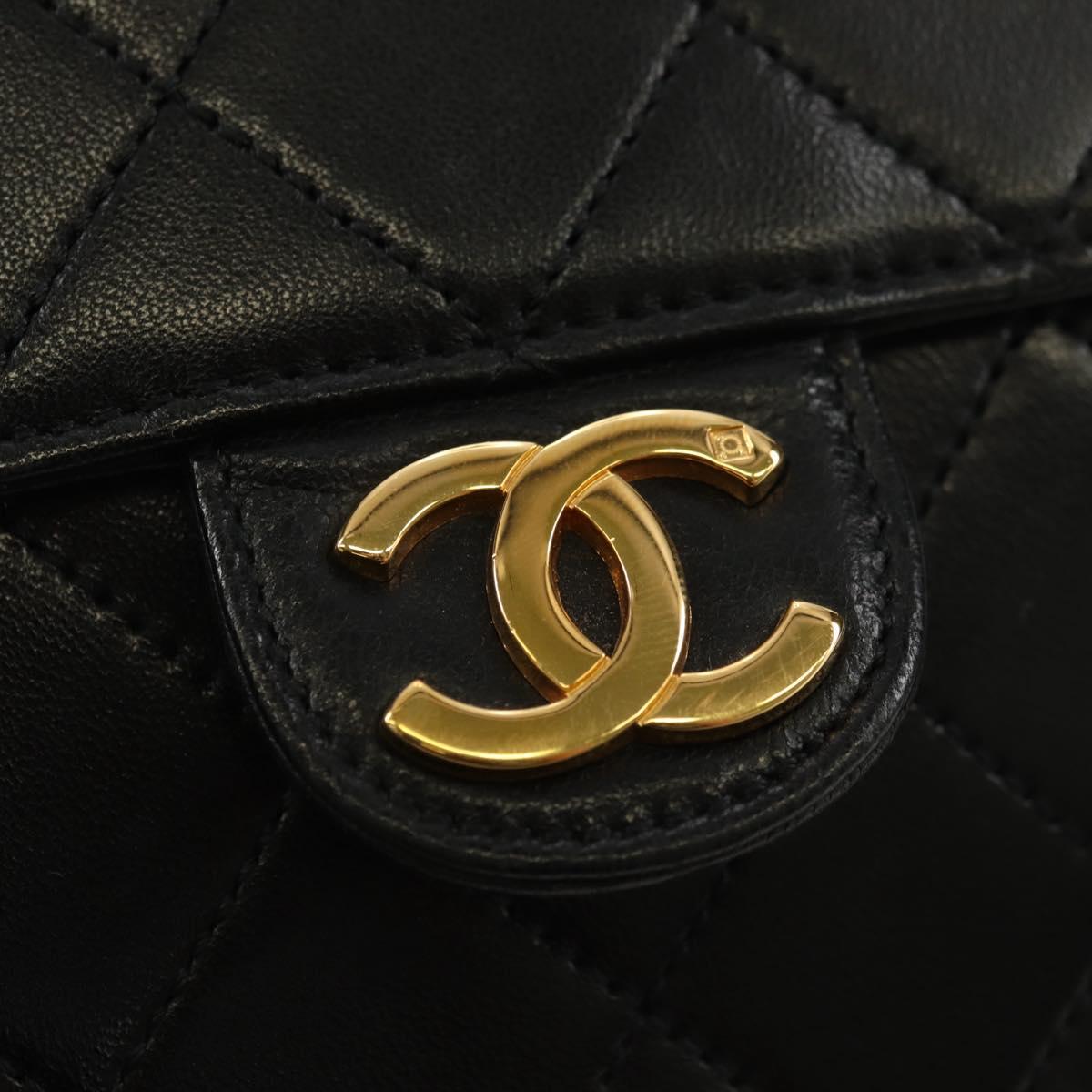CHANEL Matelasse Chain Shoulder Bag Lamb Skin Black Gold CC Auth 180513SAM