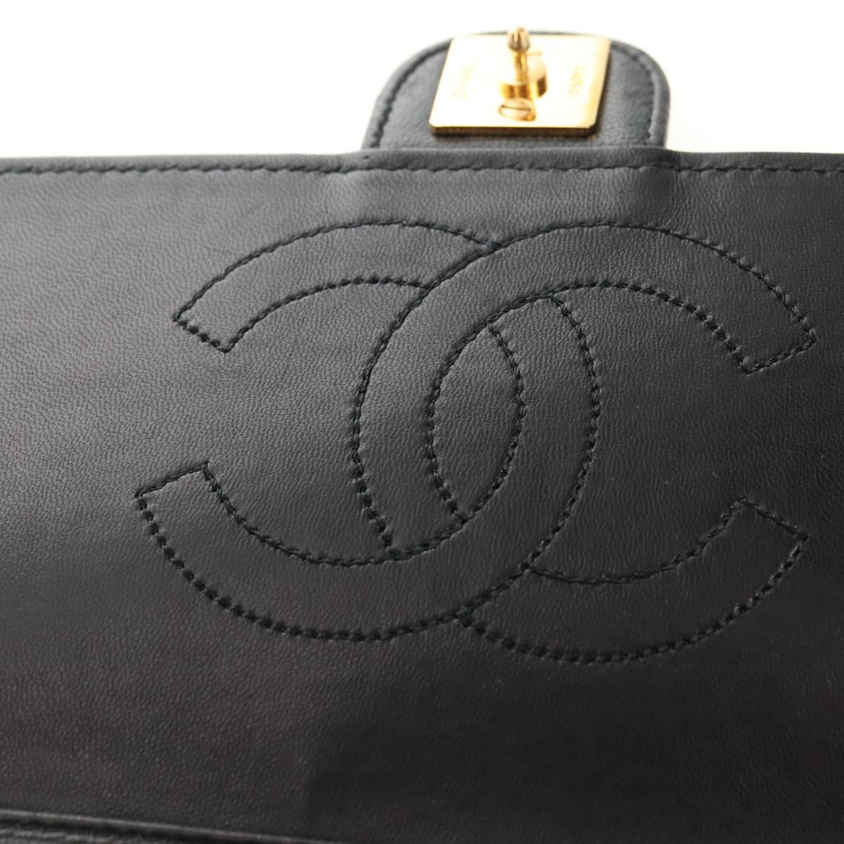 CHANEL Matelasse Chain Shoulder Bag Lamb Skin Black Gold CC Auth 180513SAM