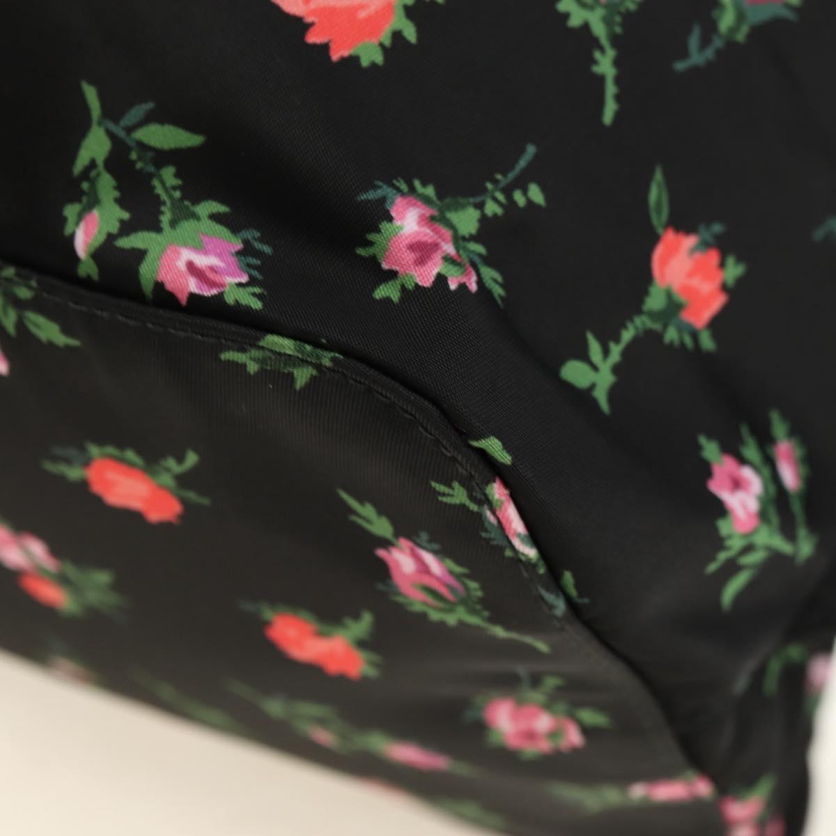 PRADA Floral Backpack Nylon Black Silver 1BZ811 Auth 180522SAM