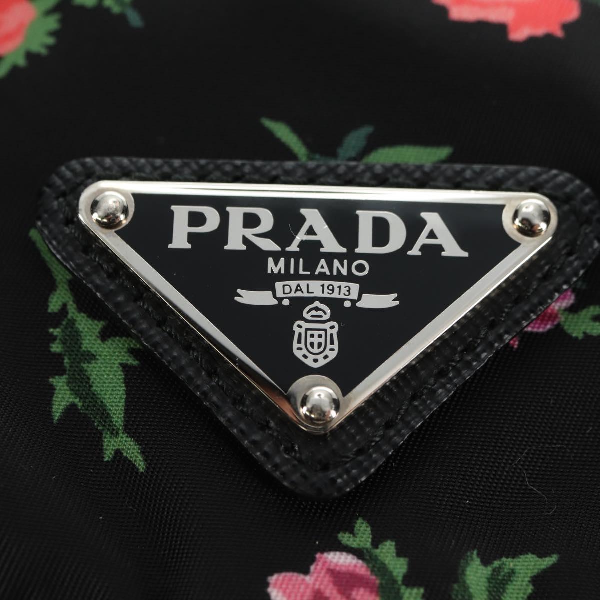 PRADA Floral Backpack Nylon Black Silver 1BZ811 Auth 180522SAM