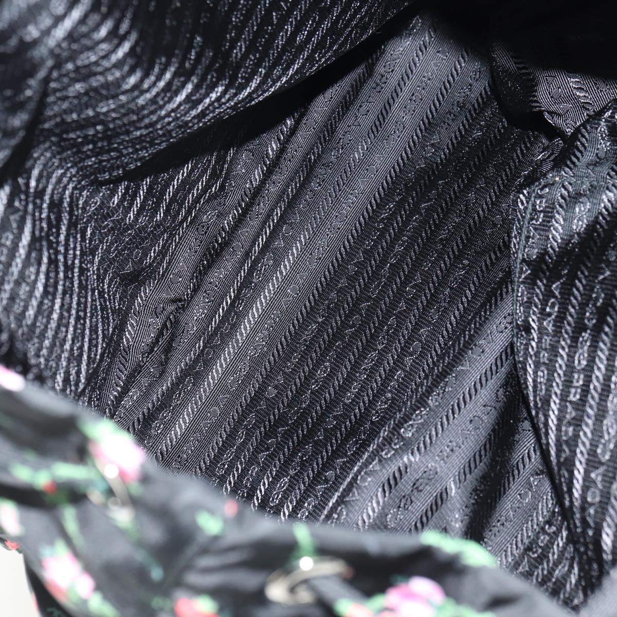 PRADA Floral Backpack Nylon Black Silver 1BZ811 Auth 180522SAM