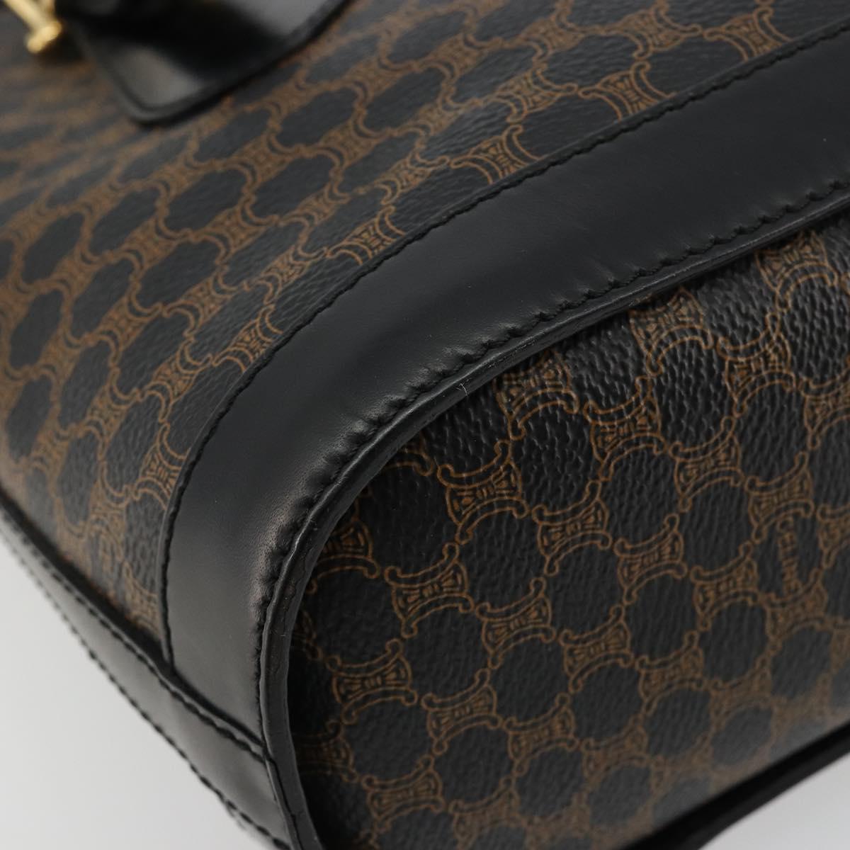 CELINE Macadam Canvas Tote Bag PVC Leather Black Gold Auth 180524A