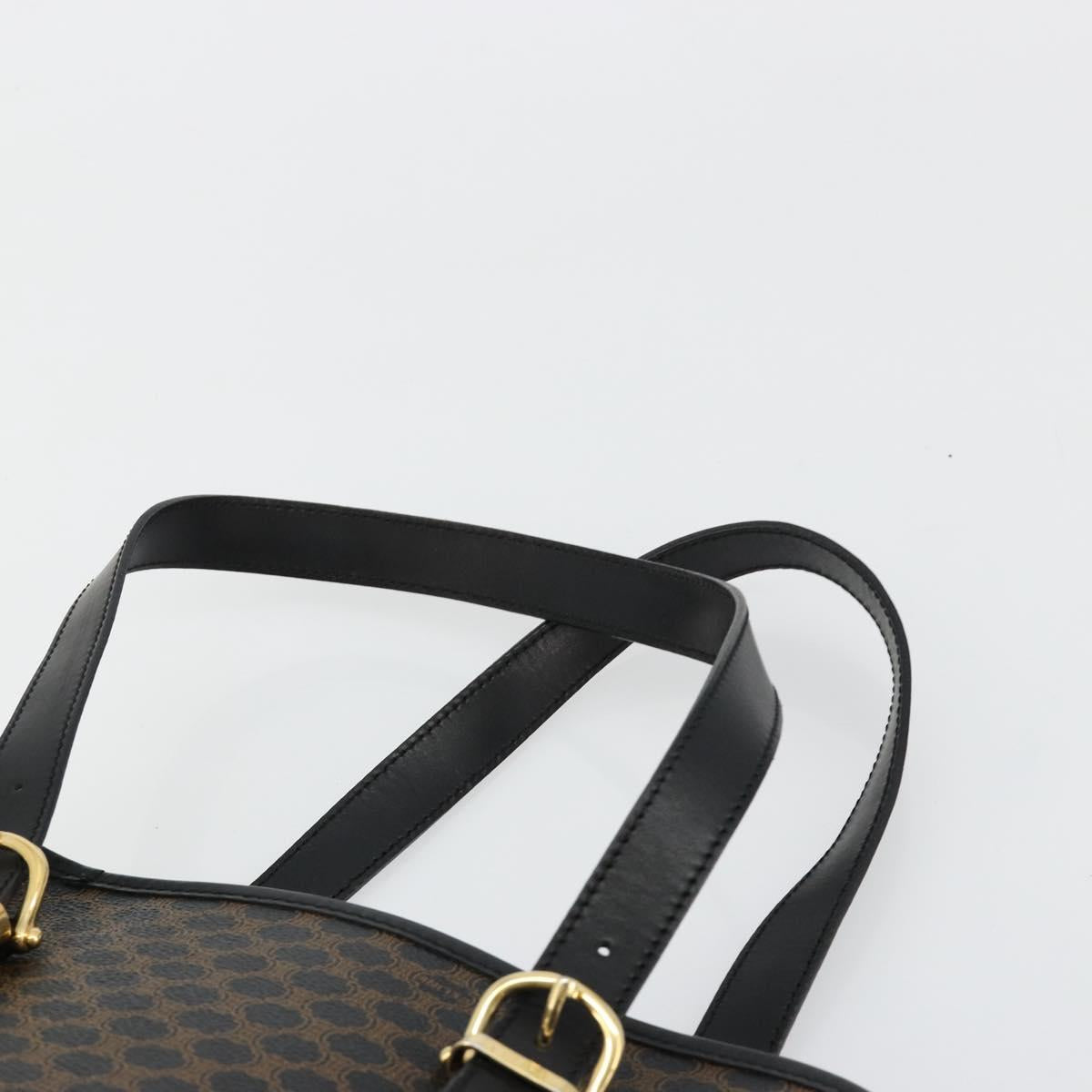 CELINE Macadam Canvas Tote Bag PVC Leather Black Gold Auth 180524A