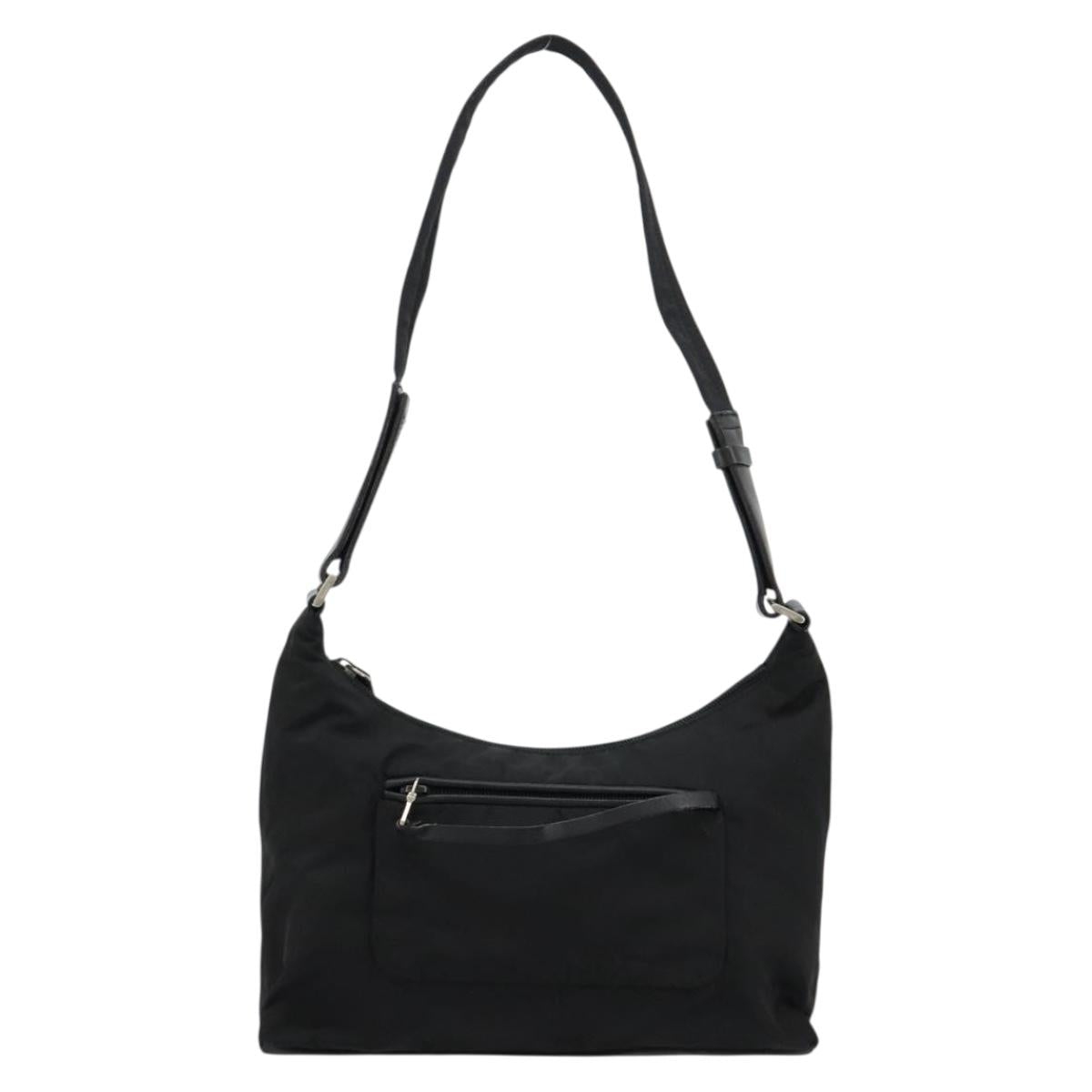 PRADA Shoulder Bag Nylon Black Silver Auth 180525A