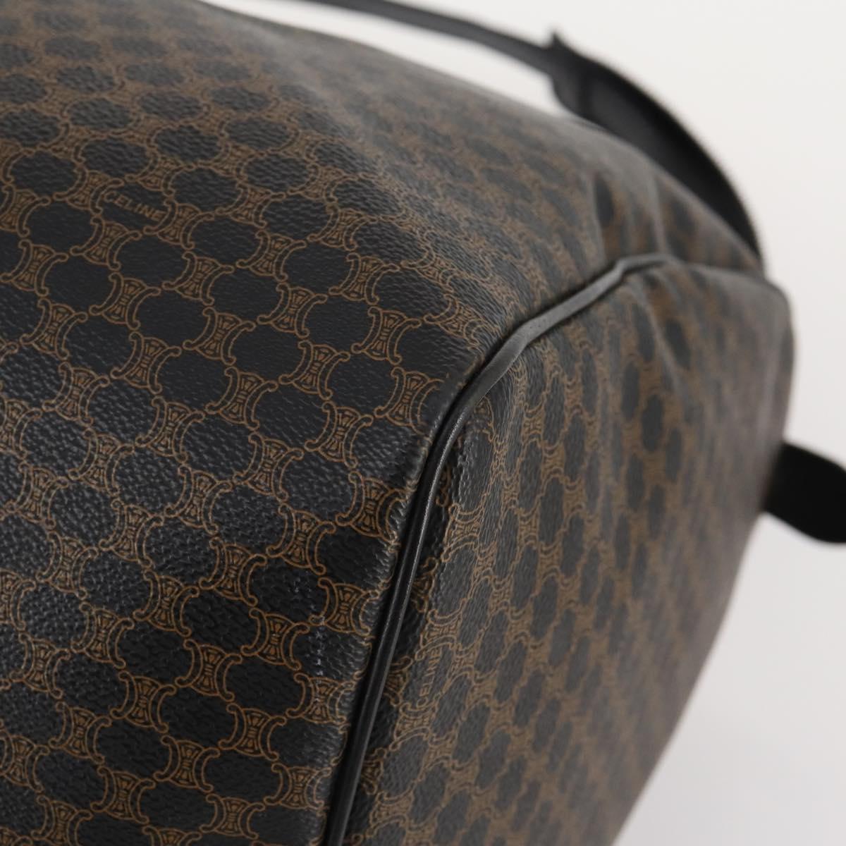 CELINE Macadam Canvas Boston Bag PVC Leather 2way Black Gold Auth 180526A