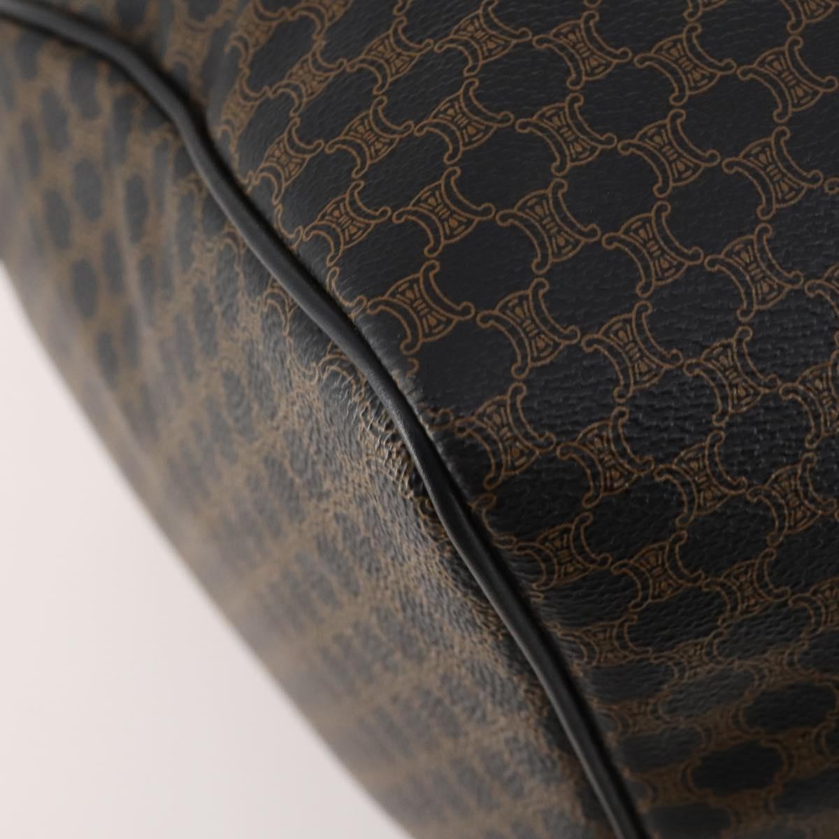 CELINE Macadam Canvas Boston Bag PVC Leather 2way Black Gold Auth 180526A