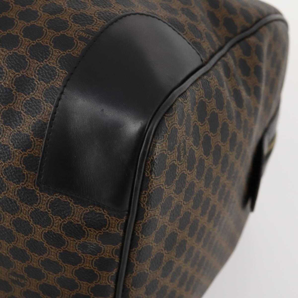 CELINE Macadam Canvas Boston Bag PVC Leather Black Gold Auth 180527A