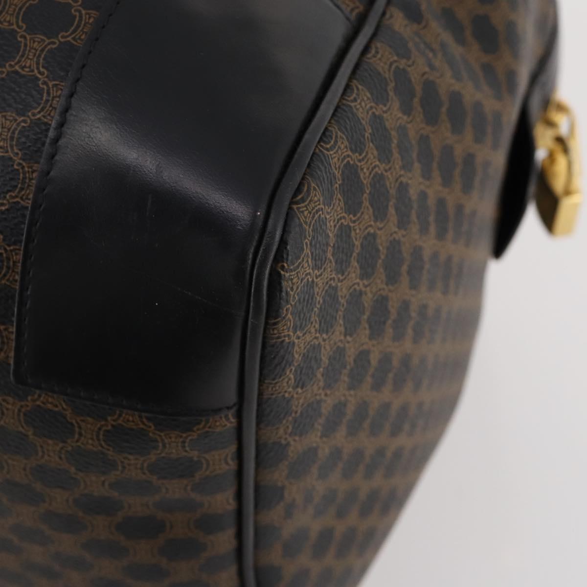 CELINE Macadam Canvas Boston Bag PVC Leather Black Gold Auth 180527A