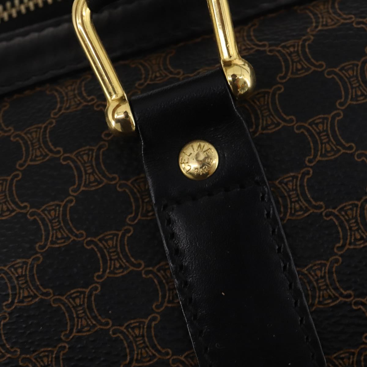 CELINE Macadam Canvas Boston Bag PVC Leather Black Gold Auth 180527A