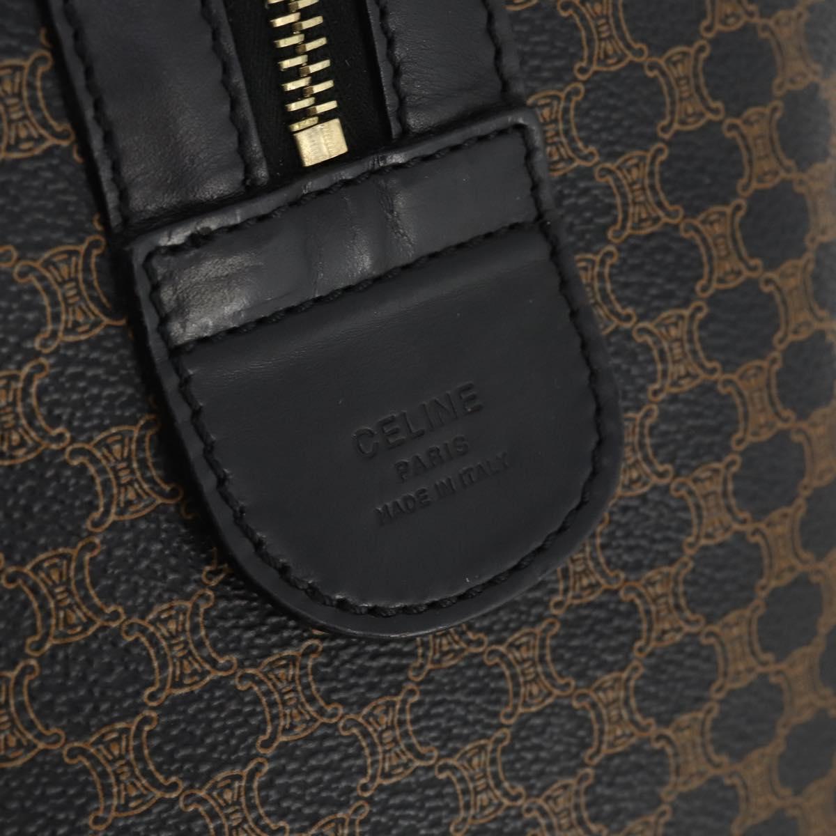 CELINE Macadam Canvas Boston Bag PVC Leather Black Gold Auth 180527A