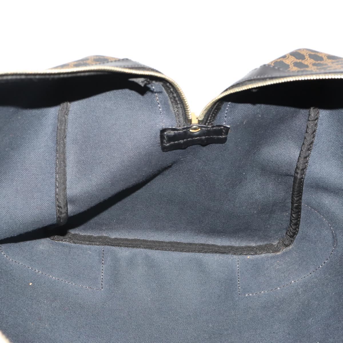 CELINE Macadam Canvas Boston Bag PVC Leather Black Gold Auth 180527A