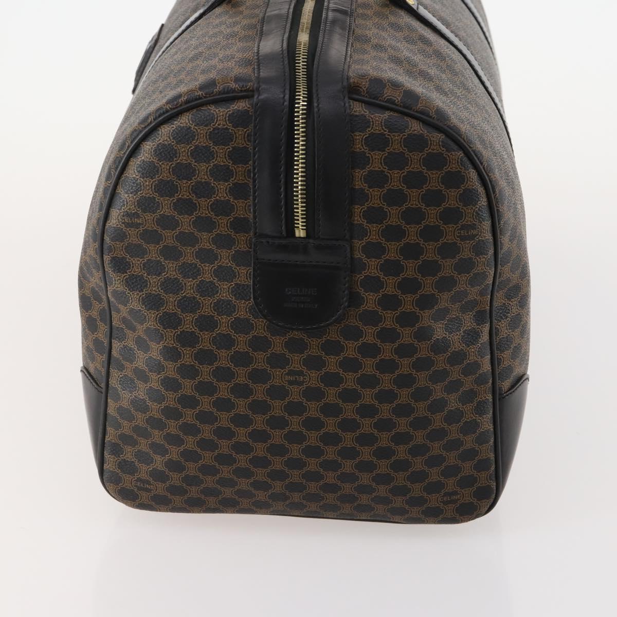 CELINE Macadam Canvas Boston Bag PVC Leather Black Gold Auth 180527A