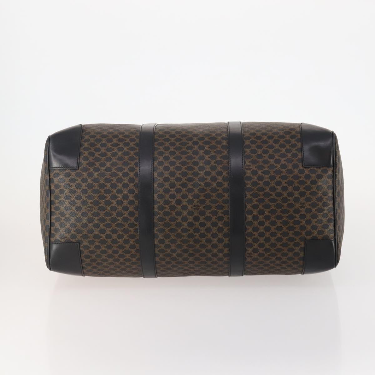 CELINE Macadam Canvas Boston Bag PVC Leather Black Gold Auth 180527A