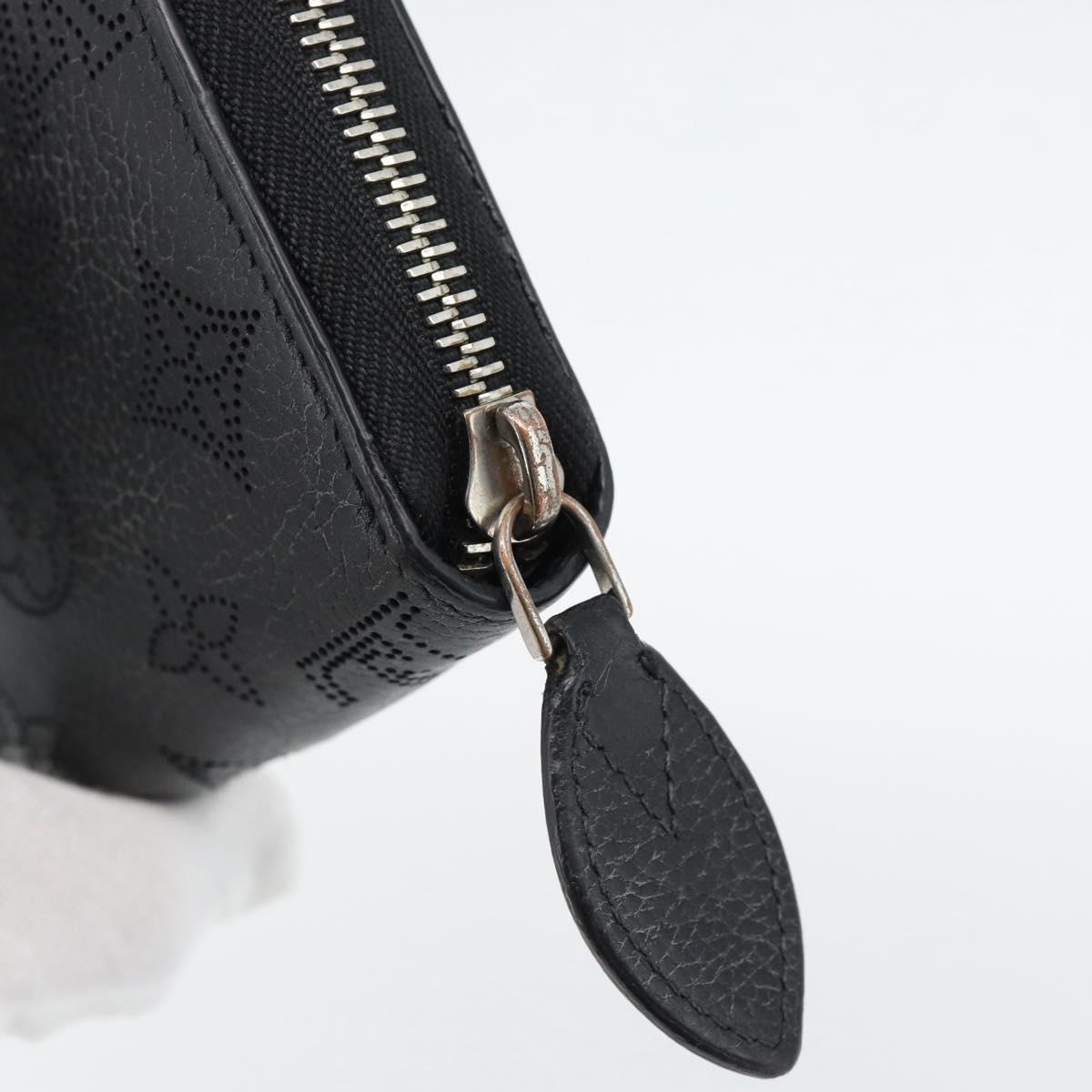 LOUIS VUITTON Monogram Mahina Zippy Wallet Long Wallet Black M61867 Auth 180533