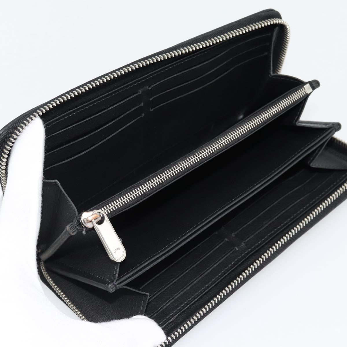 LOUIS VUITTON Monogram Mahina Zippy Wallet Long Wallet Black M61867 Auth 180533