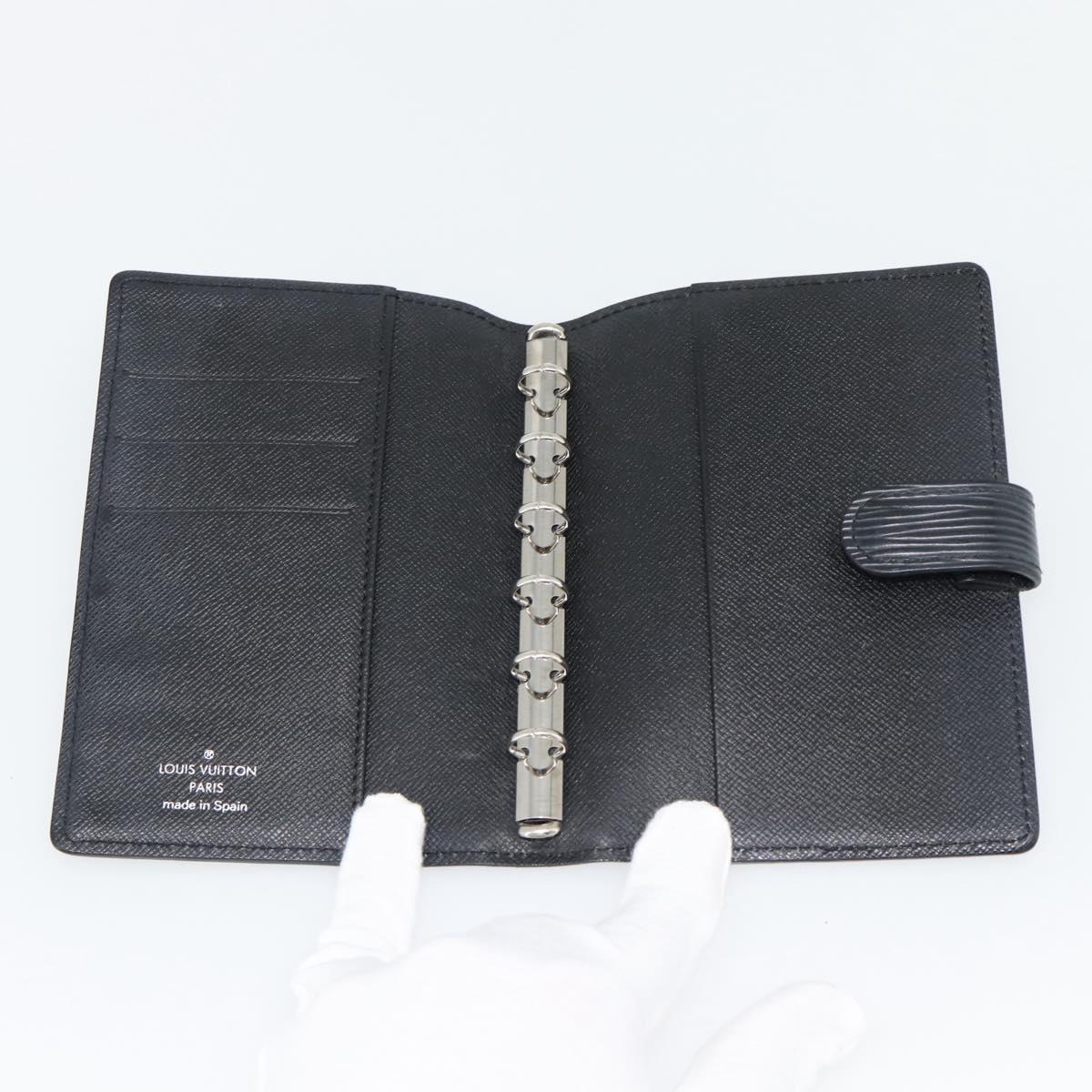 LOUIS VUITTON Epi Agenda PM Day Planner Cover Black R20092 LV Auth 180535A